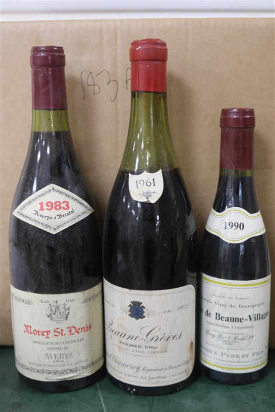 4 assorted bottles of vintage wine and 10 half bottles of 1990 Cotes de Beaune Villages